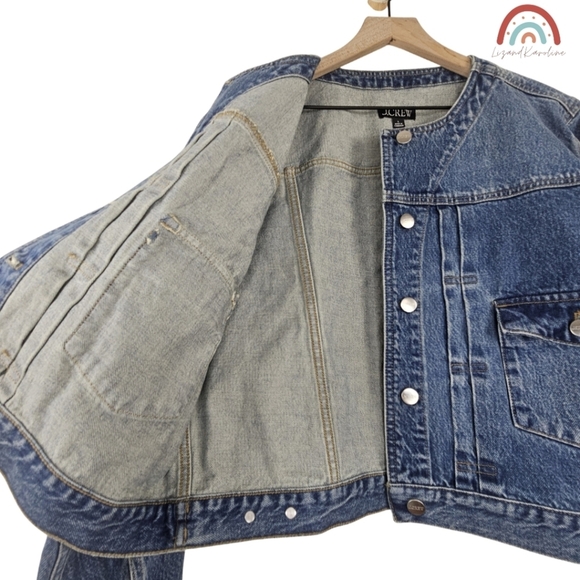 New! J. Crew Pleated Denim Lady Jacket - Picture 6 of 10